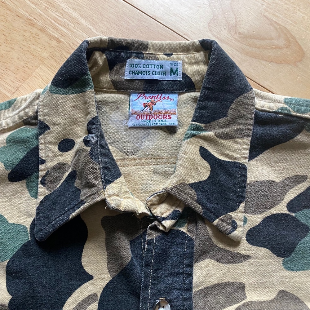 Men's Prentiss Outdoors Vintage Duck Camo Chamois. Medium.